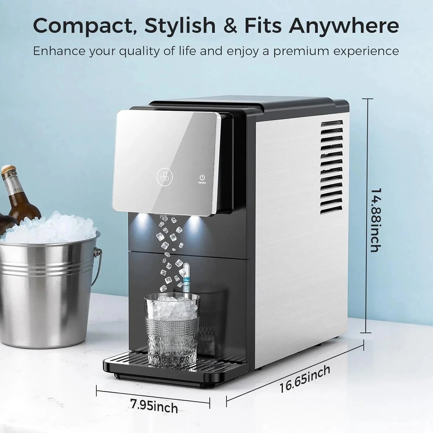 Kismile 33lbs Countertop Nugget Ice Maker 58015RIM0-BLACK